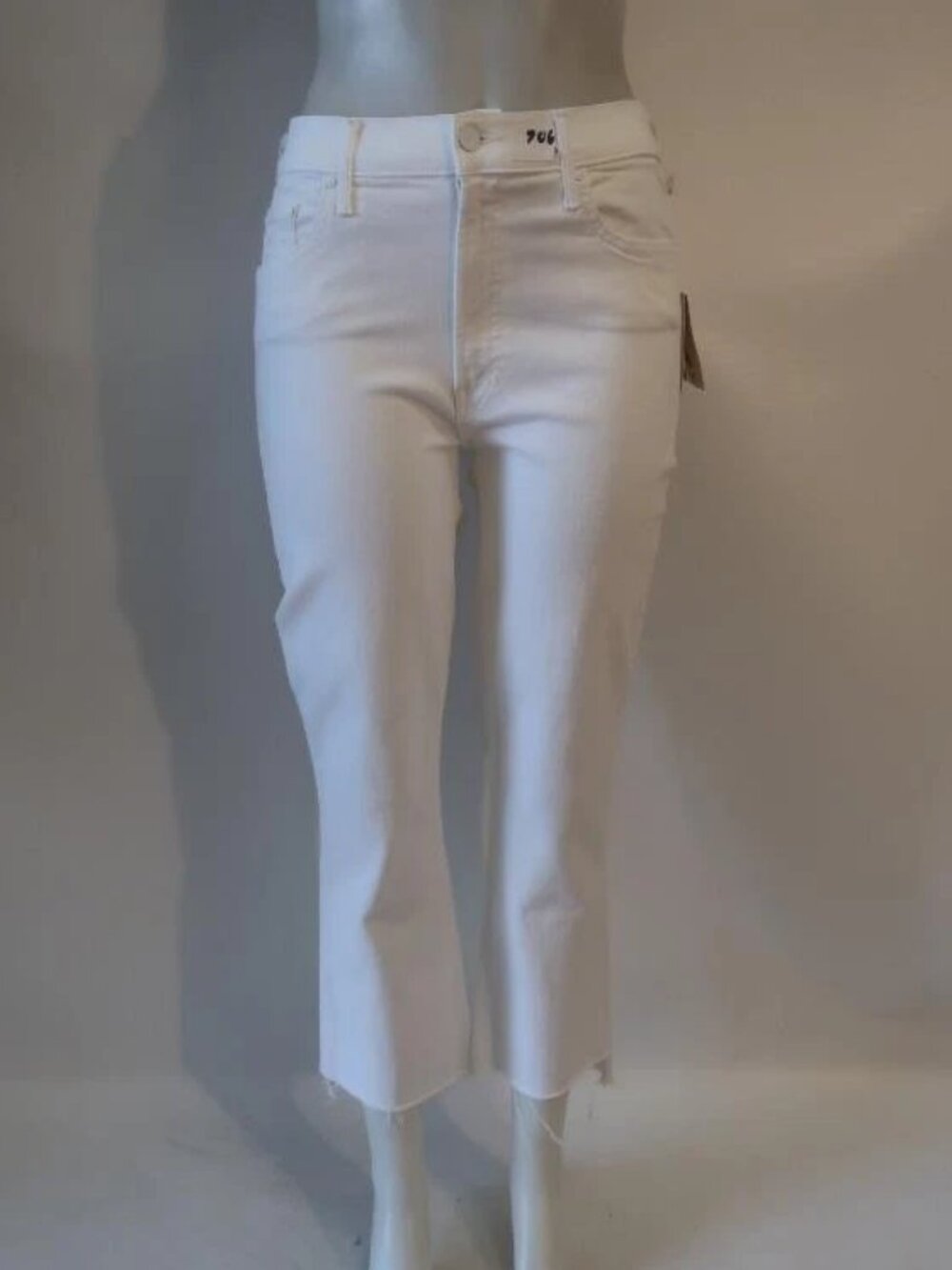 NWT Womens MOTHER The Insider Crop Step Fray White Jeans 30